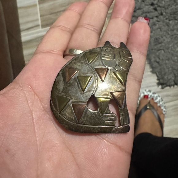 Vintage Taxco Mexican sterling silver cat brooch - Picture 8 of 9